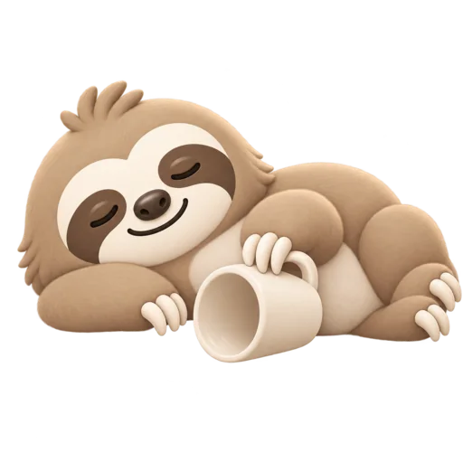 Sloth with an empty cup