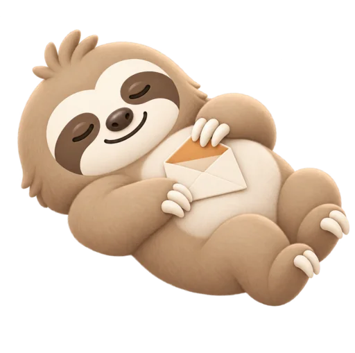 Sloth with an open envelope
