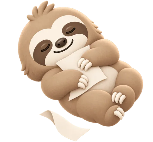 Sloth holding one sheet