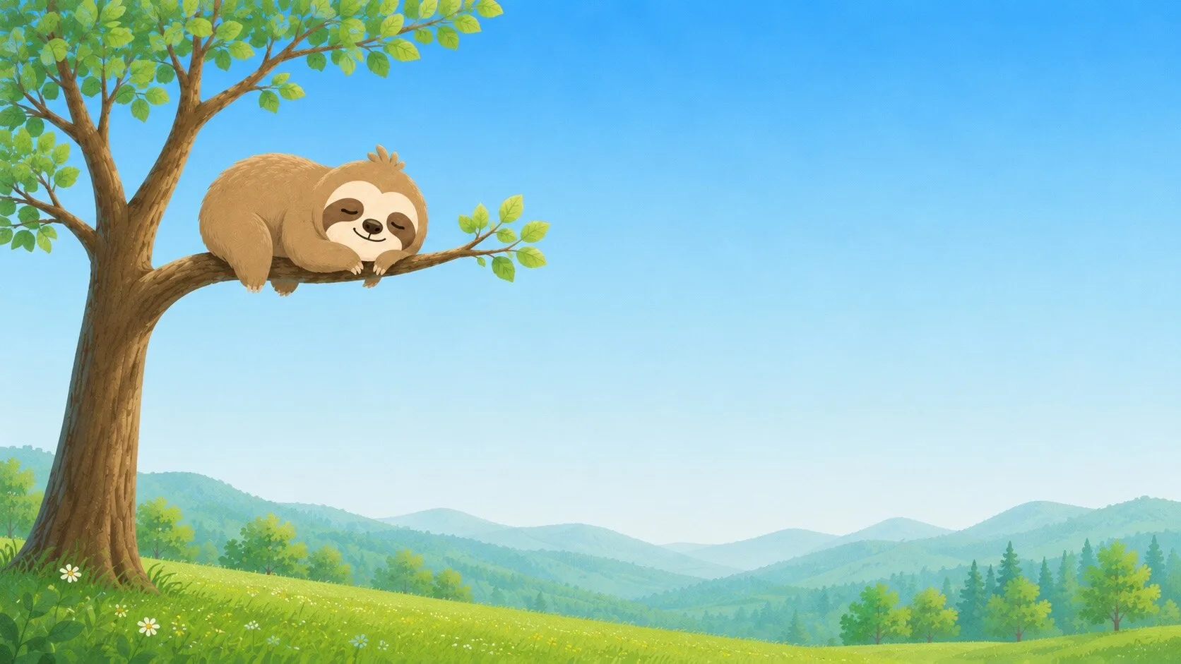 Sloth in the tree, room for copy
